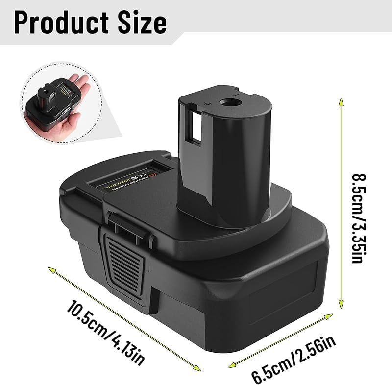 DM18RL Battery Adapter Converter with USB & Type-C Port for Use with Ryobi 18V Lithium Battery Tools, Converts De*Walt 20V Li-ion or Mil*Wau*kee 18V Li-ion Battery to Ryobi 18V Li-ion Battery