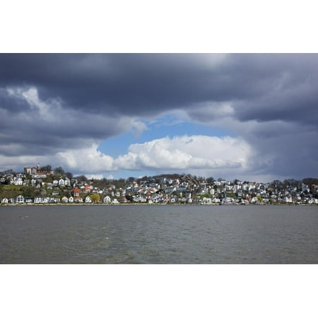 Germany, Hamburg, Rain Clouds over the Bank of the River Elbe in Hamburg-Blankenese Print Wall Art By Uwe