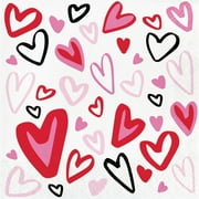 Way To Celebrate Valentine's Day Lunch Napkins, Red & Pink Hearts, 48 Count