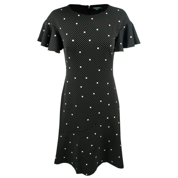 Lauren by Ralph Lauren Women's Printed Fit & Flare Dress (10, Black)