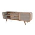 thumbnail image 4 of Benjara 59" TV Entertainment Console- Sliding Doors- Teak Wood- Rattan- Brown, 4 of 6