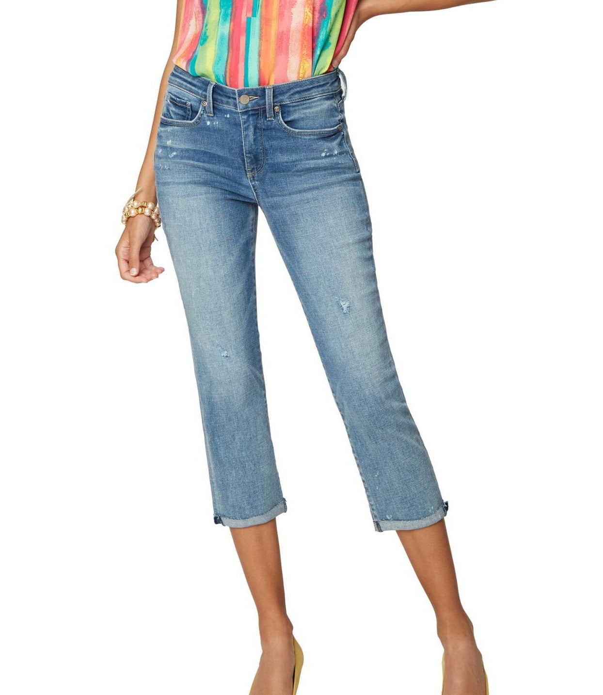 NYDJ Womens Jeans Capri Cuffed Raw-Hem 