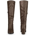 thumbnail image 4 of Unique Bargains Women's Slouch Square Toe Chunky Heels Knee High Boots Brown 8, 4 of 7