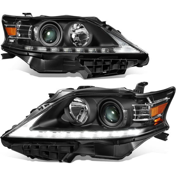 Headlights Black Amber LED DRL Projector Lamps for 2013-2015 Lexus Rx350 Rx450H