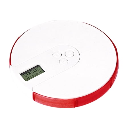 VMWMSSR Automatic Pill Dispenser With Alarm, Round Electronic Medication Organizer With Timer, Portable Pill Box For Daily Medication, Travel & Home Use(Red-11X11X2.2Cm)