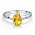 thumbnail image 3 of Gem Stone King PLAT-900 Platinum Yellow Citrine Engagement Ring for Women | 0.75 Cttw | Oval 7X5MM | Gemstone November Birthstone | Size 9, 3 of 6