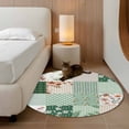 thumbnail image 2 of Round Area Rug 3.3 Ft, Boho Spring Floral Washable Non-Slip Circle Carpet for Living Room/Bedroom, Retro Flowers Plants Patchwork Grid Green Low-Profile Small Kitchen Mats Collection Rugs for Indoor, 2 of 8