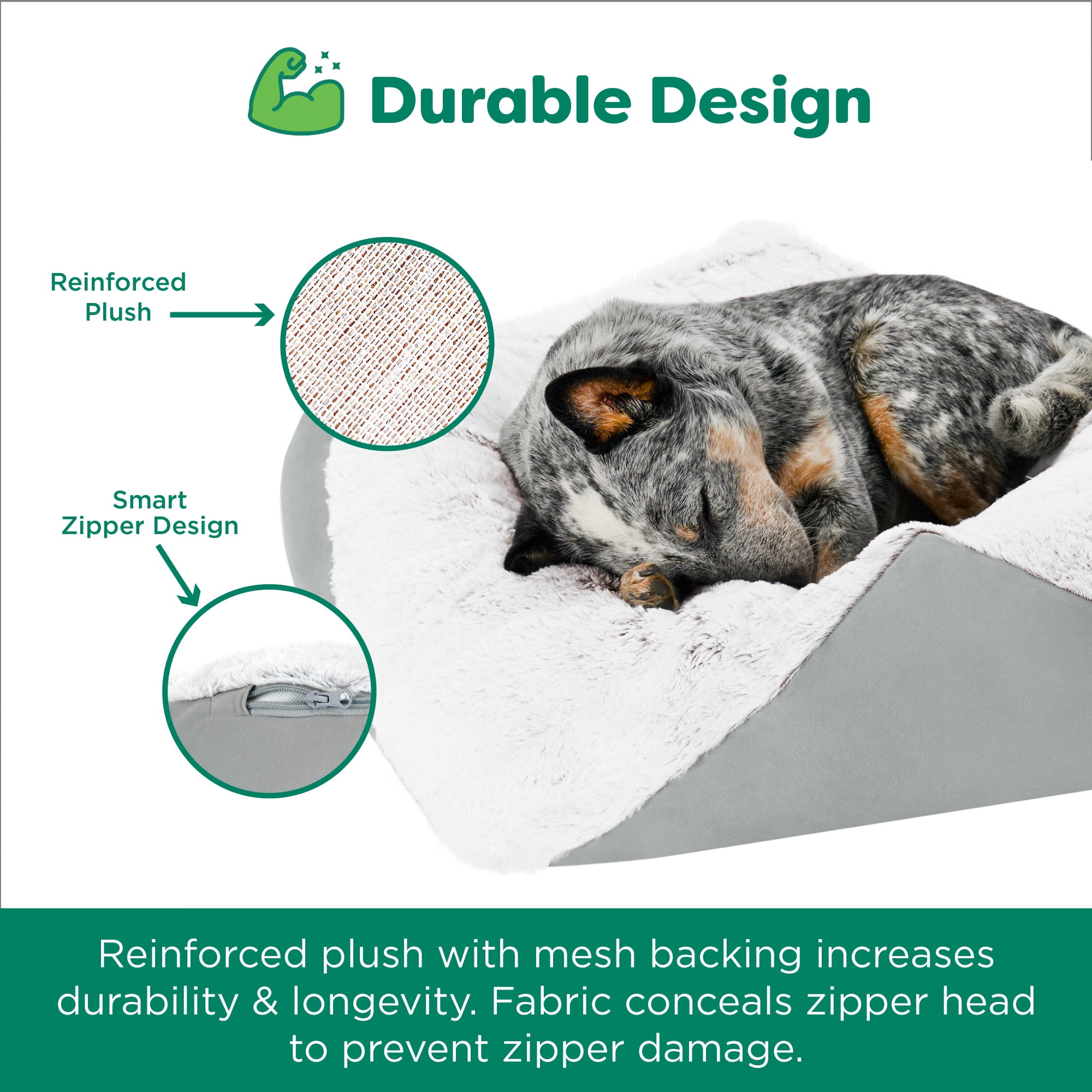FurHaven Stone-Embossed Faux Fur Pouf Pet Bed for Dogs and Cats - Gray, Medium