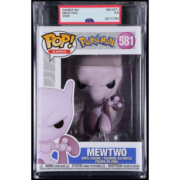 Bundle with PSA 8.5 NM-MT  Graded Mewtwo #581 Pokemon Collectible Vinyl Figure - Fully Encapsulated with Compatible Funko Pop! PSA Hard Protector Case