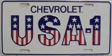 CHEVROLET USA-1 LICENSE PLATE AMERICAN FLAG SIGN L97 