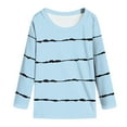 thumbnail image 4 of Linfrsh Girls Shirts Girls Casual Long Sleeve T Shirts Basic Crewneck Striped Tunic Blouses Tops Sky Blue,11-12 Years, 4 of 5