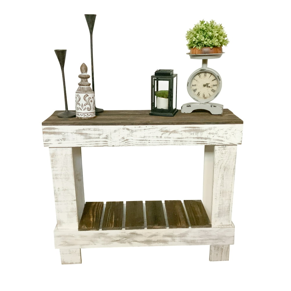 Del Hutson Designs Reclaimed Wood Console Table, Dark/White