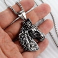 thumbnail image 3 of PAURO Men's Stainless Steel Vintage Antique Finish Horse Head Pendant Necklace Punk Jewelry Pendant Only, 3 of 5