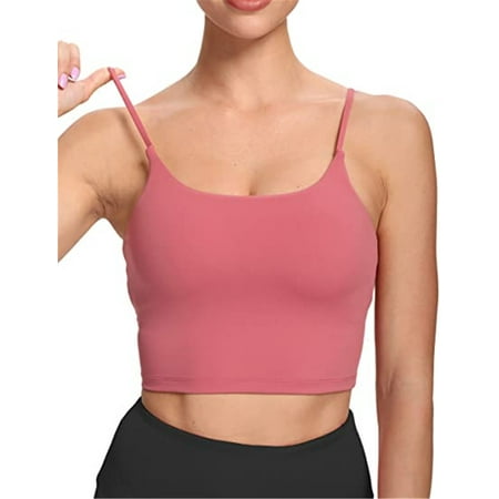

HAOAN Womens Sports Bra Strappy Crisscross Back Longline Crop Tank Top for Workout Fitness Athletic Gym (Pink- 2XL)