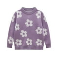 thumbnail image 3 of KHONTS Girl's Casual Flower Print Crew Neck Long Sleeve Pullover Sweater Cute Fall Winter Warm Soft Jumper Tops,Sizes 1-7 Years Purple 90, 3 of 7