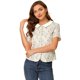thumbnail image 3 of INSPIRE CHIC Blusa floral con botones y manga corta con cuello Peter Pan para mujer blanco L, 3 of 6