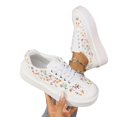 thumbnail image 2 of Willtoo Women’s Floral Print Platform Sneakers, Lace Up Low Top Faux Leather Shoes, Thick Chunky Sole Floral Casual Walking Sneakers, 2 of 5