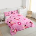 thumbnail image 3 of Homewish Cartoon Cute Flamingo Full Size Comforter Sets, Watercolor Cherry Blossoms Bedding Comforter Set, Teens Kids Boys Girls Reversible Bedding Sets, Super Cozy Room Decor, 3 Pieces, 3 of 8