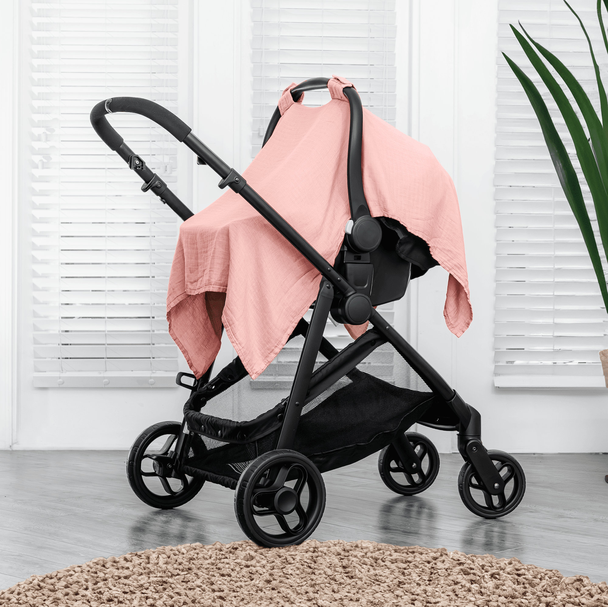 Comfy Cubs Baby Car Seat Cover - Soft, Breathable & Lightweight Large Car Seat Canopy, Bold Blush