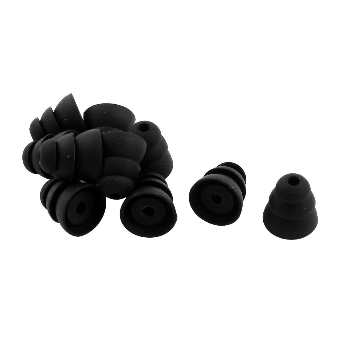 Black 10pcs Soft Silicone Earbuds 3 Flange Earbud Tips Fit 4mm5mm
