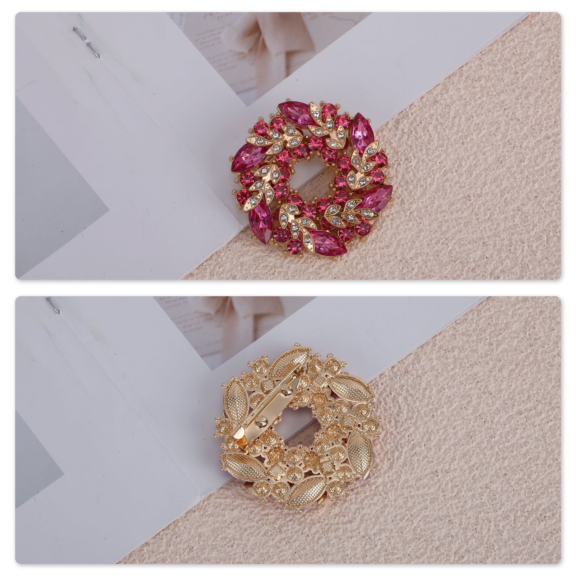 Unique Bargains Bauhinia Flower Rhinestone Brooch for Fashionable Accessories Pink