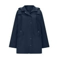 thumbnail image 5 of yardsong Raincoat Women Waterproof Long Hooded Full Zip up Rain Jacket Button Down Trench Coats Windbreaker Travel Jacket 2025 Navy,M, 5 of 7