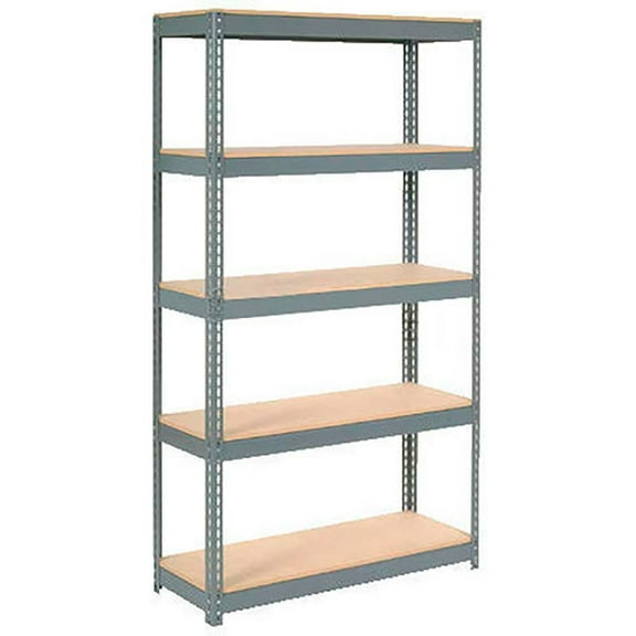Global Industrial Extra Heavy Duty Shelving 48"W x 24"D x 72"H With 5 Shelves, Wood Deck, Gry