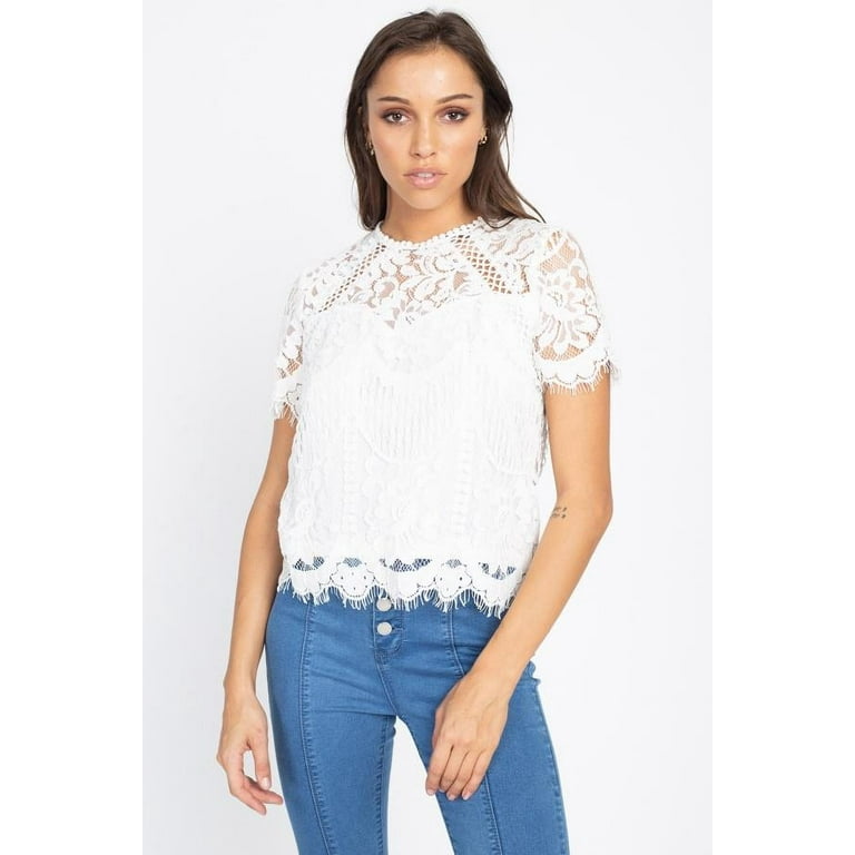 Crochet floral lace eyelash top cheap