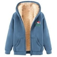 thumbnail image 5 of GaThRRgYP Plush Oversized Women's Jacket Lounge,Women's Fashionable Printed Fleece Hooded Sweatshirt Jacket Blue M, 5 of 8