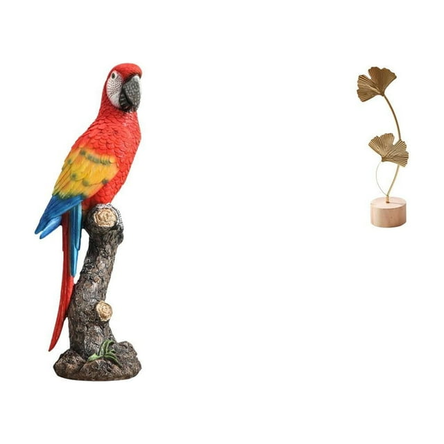 Figura de loro,Estatua de loro Escultura animal Figura de loro,Estatua de jardín coleccionable de adorno de escritorio,Escultura de hojas,Estatua de hoja de metal Escultura de hoja Decoración