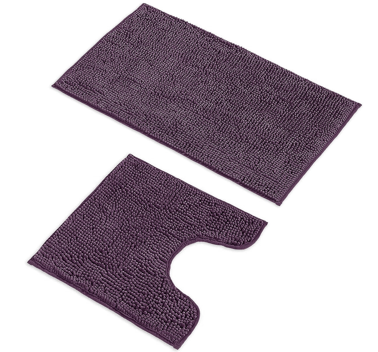 2 Piece Set Plum Soft Cozy Plush Chenille Bath Mat Bathroom Rug