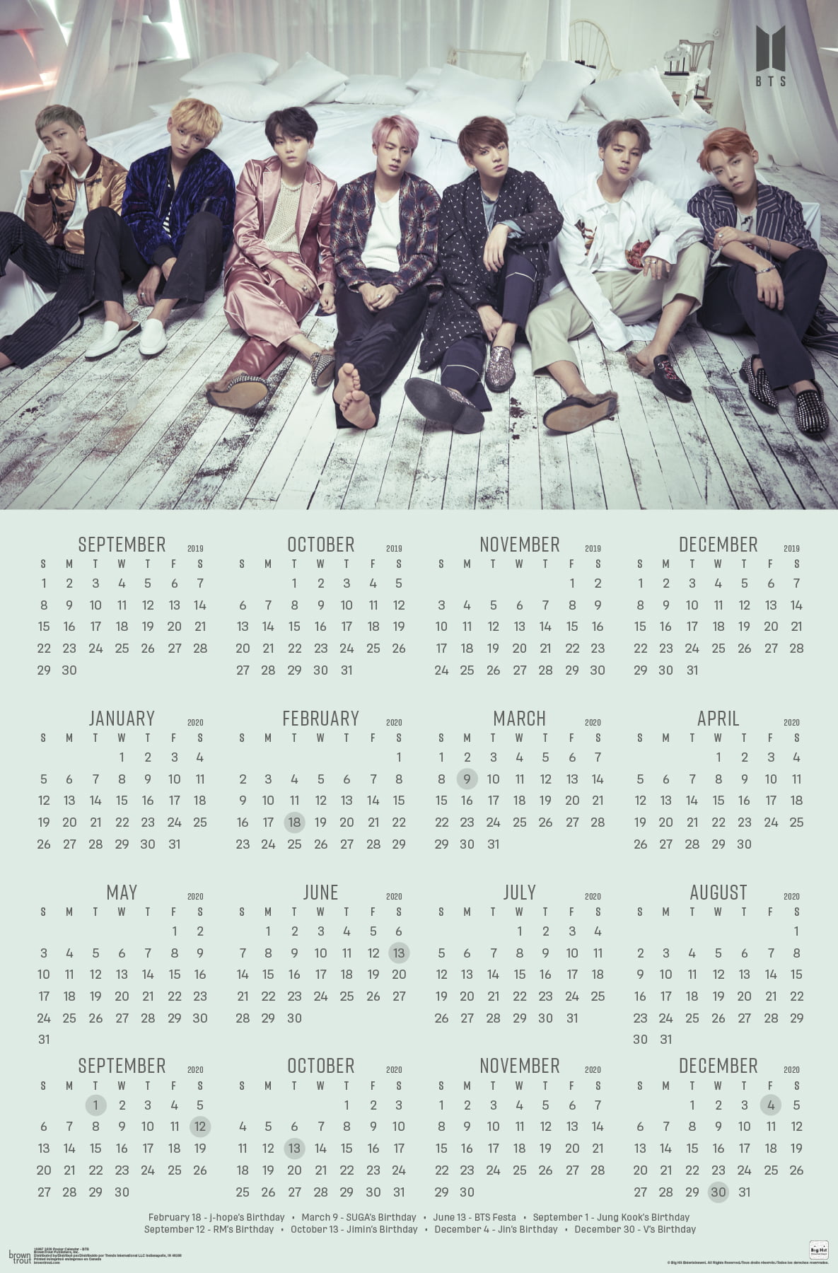 2020 Poster Calendar - BTS Poster - Walmart.com