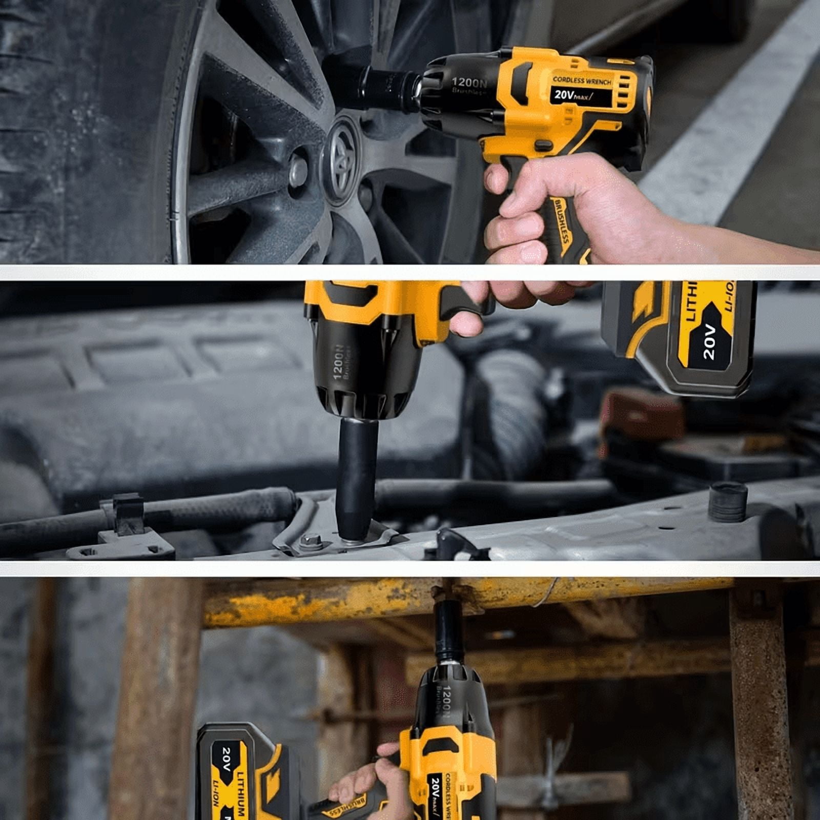 YUNXI 21V Brushless Cordless Impact Wrench & Drill Combo Kit, 1/2" High Torque Power Tool with 2×4.0Ah Batteries, Full Accessories & Hard Storage Case for Car Tire Changing Home DIY