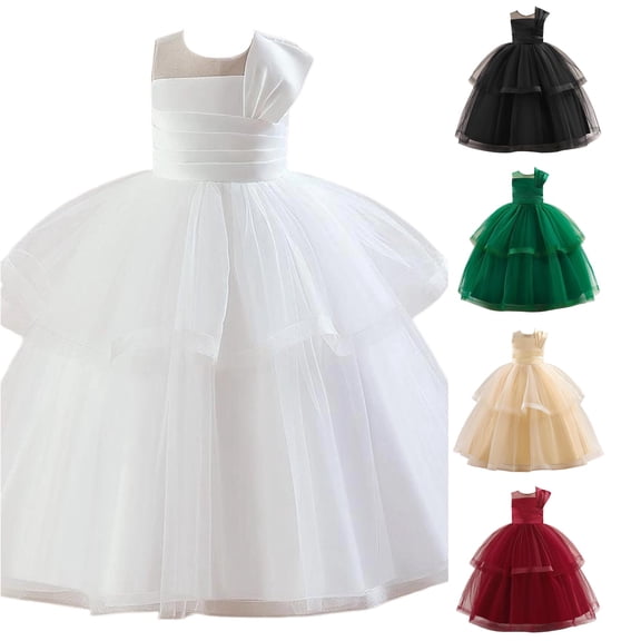 Rhuody Girls Dresses Paghetti Strap Fluffy Tulle Flower Girl Dress Solid Color Colors Kids Wedding Formal Gown Simple Wear