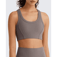 thumbnail image 4 of G4Free Ribbed Crewneck Sports Bras Padded for Women - Racerback Crop Tank Tops Workout Yoga Medium Impact, 4 of 7