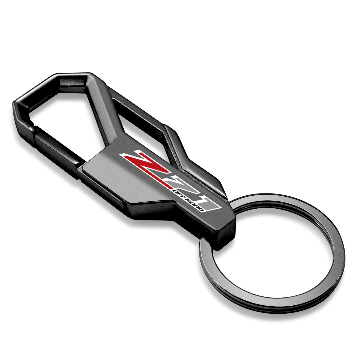 iPick Image for Chevrolet Z71 Off Road Gunmetal Black Carabiner-style Snap Hook Metal Key Chain, Official Licensed