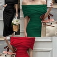 thumbnail image 4 of Womens Bodycon Mini Dress Hip Wrap Wear One-Step Sexy Straight Shoulder, 4 of 9
