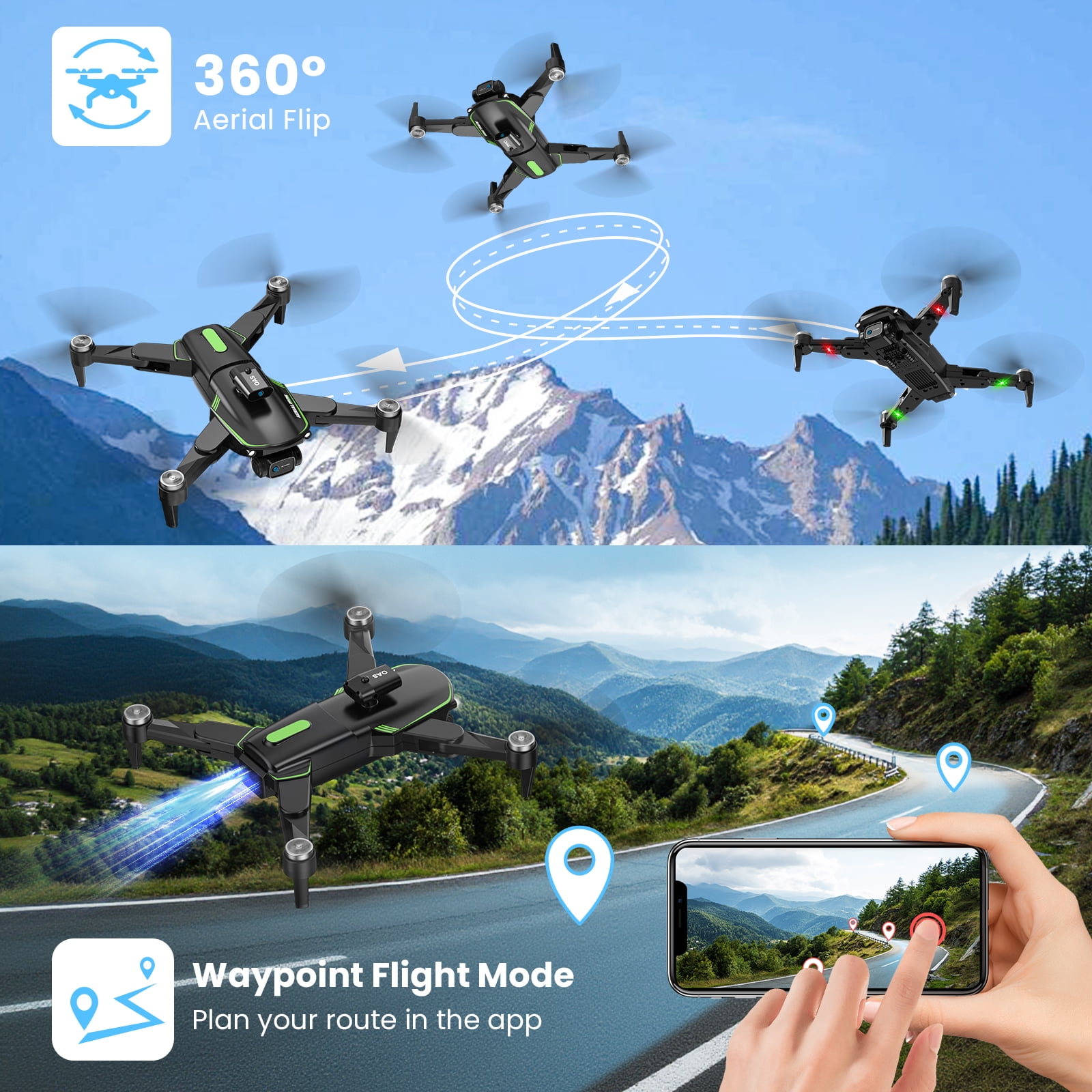 VILINICE 1080P Drone with Cameras for Adults, Foldable FPV Quadcopter with Brushless Motor, Obstacle Avoidance, Gesture & Trajectory Control, Headless Mode, Video HD Dual-Camera Drones for Beginners