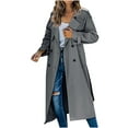 thumbnail image 2 of Lilgiuy Women's Long Sleeved Double Breasted Coat Trench Coat Long Sleeved Hoodless Casual Coat/jacket Gifts for Her, 2 of 5