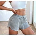 thumbnail image 5 of Gdvsclr Womens Waffle Knit Pajama Shorts Soft Drawstring Lounge Bottoms Casual Workout Shorts with Pockets Light Gray XL, 5 of 6