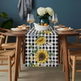 thumbnail image 2 of Sunflower Table Runner - 108 Inch Long, Kitchen Dining Table Runner Dresser Scarves, Rustic Floral Butterfly Bee Black White Plaid Farmhouse Decor for Coffee Tables Wedding Party Banquet, 2 of 8