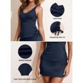 thumbnail image 3 of DOKOTOO Tankini Swimsuits for Women Drawstring Stretchy Two Piece Swimsuits Ribbed Tummy Control Tankini Top with Swim Skirt Navy Blue S US4-6, 3 of 10