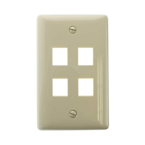 Hubbell NSP14I NetSELECT Faceplate Snap Fit Plate, 1-Gang, 4-Port, Ivory