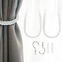 2Pcs Rope Curtain Tiebacks, 23.6" Cotton Hand-Woven Curtain Holdback, White
