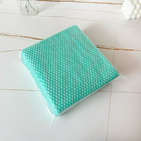 Xiao Hua Toalla de lavavajillas desechable verde, papel de cocina, paño de limpieza, doble uso seco y húmedo, paño desechable no graso, 40 x 35 cm, 50 hojas