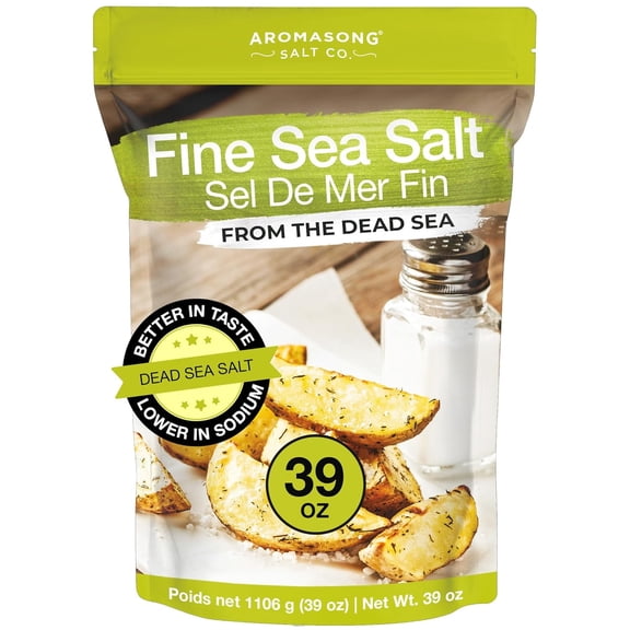 Aromasong 100% Natural Sea Salt from The Dead Sea - Fine Grain Table Salt 2.4 Lbs