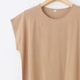 thumbnail image 5 of Nmnitkp Oversized Women's Short Sleeve T-Shirts Solid Color Crew Neck Short Sleeve T-Shirt, Loose Fit Casual Summer Tops for Women Daily Wear Khaki,3XL, 5 of 5
