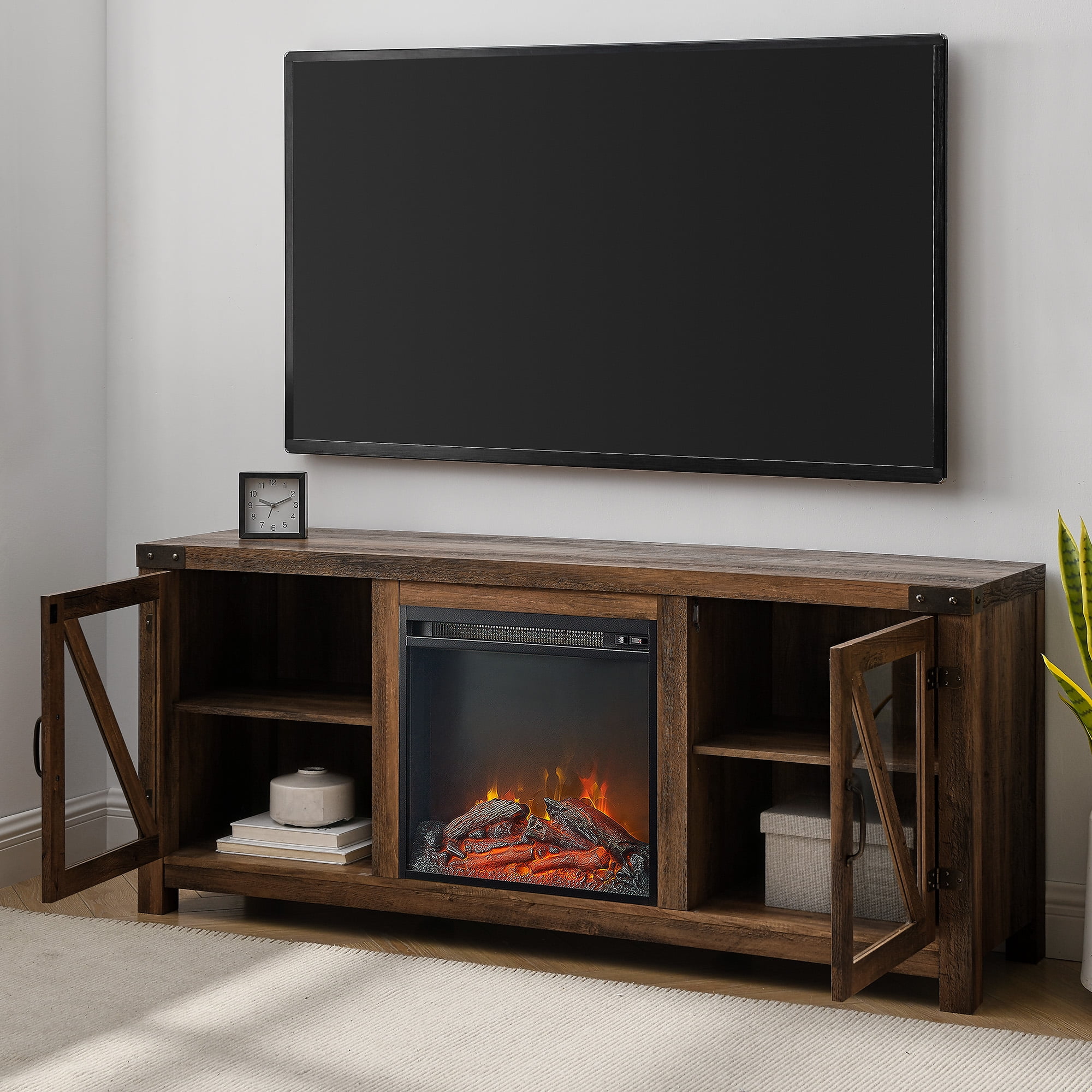 Manor Park Fireplace TV Stand for TVs up to 65", Reclaimed Barnwood