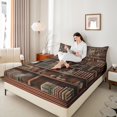 thumbnail image 4 of jejeloiu Vintage Library Books Queen Sheet Sets,Retro Bookshelf Flat Sheet,Brown Queen Fitted Sheet For Adults,Luxury Bedroom Decor,4pcs, 4 of 7