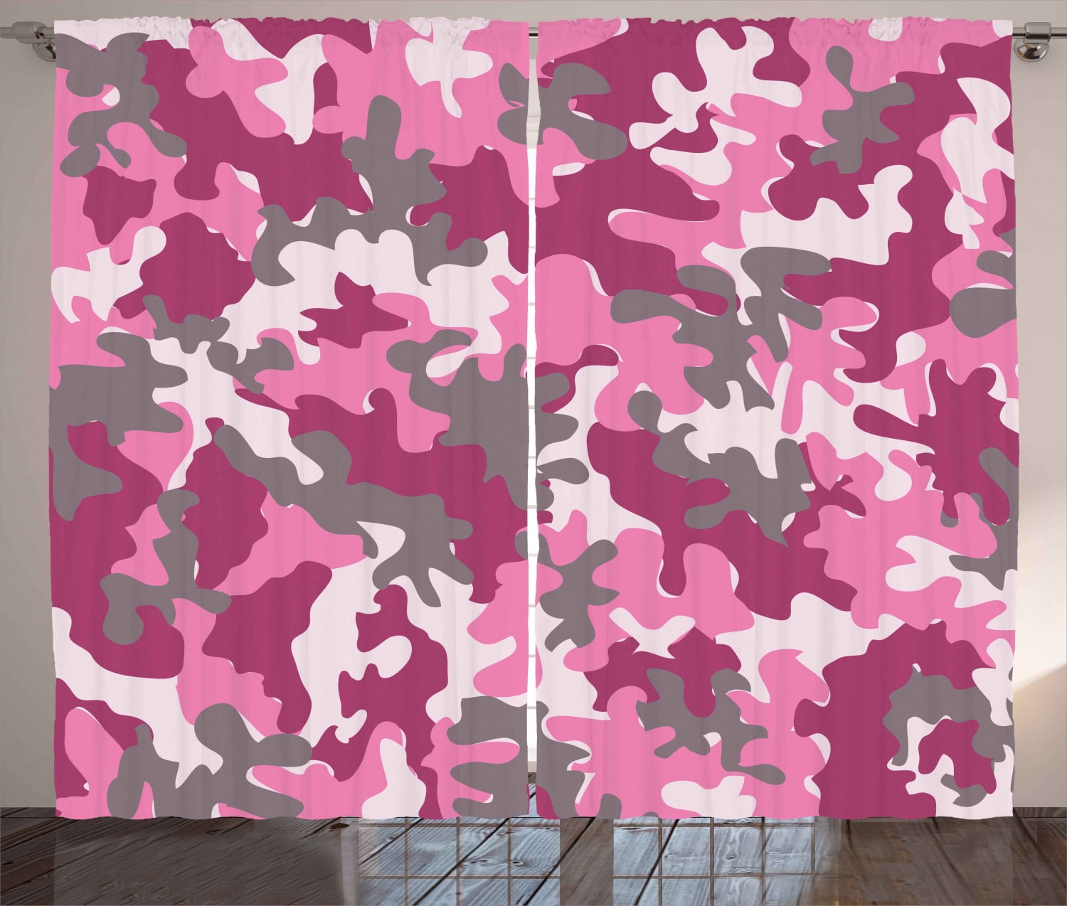 Camo Curtains 2 Panels Set Cute Sweet Pattern In Pink Tones